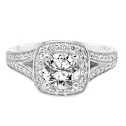 Classic Diamond Halo with Split Shank Engagement Ring
