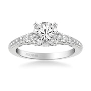Lyric Engagement Ring with Carved Gallery details and Graduated Diamond Shank