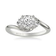 Classic Engagement Ring with Round Side Stones and Bypass Shank