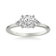 Classic Three-Stone Engagement Ring with Round Side Stone Diamonds