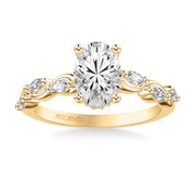 Floral Engagement Ring with Hidden Diamond Halo and Twisted Vine Bezel Set Marquise Diamonds