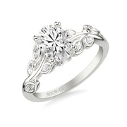 Floral Engagement Ring with Bezel Set Marquise Diamond Petals and Hidden Diamond Accents