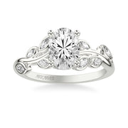 Floral Engagement Ring with Bezel Set Marquise Diamond Petals and Hidden Diamond Accents