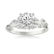 Floral Engagement Ring with Prong Set Marquise Diamonds and Hidden Diamond Accent