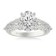Classic Engagement Ring with Cathedral Shank and Graduated Triple Row Prong Set Round and Marquise Diamond Shank