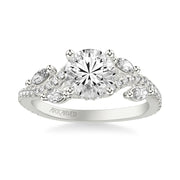 Floral Engagement Ring with Floating Prong Set Marquise Diamond Petals and Organic Diamond Shank