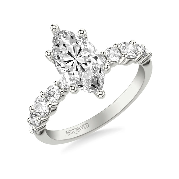 Classic Engagement Ring with Graduated Round Prong Set Diamond shank