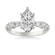 Classic Engagement Ring with Graduated Round Prong Set Diamond shank