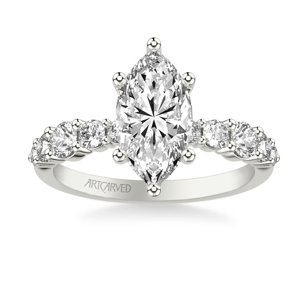 Classic Engagement Ring with Graduated Round Prong Set Diamond shank