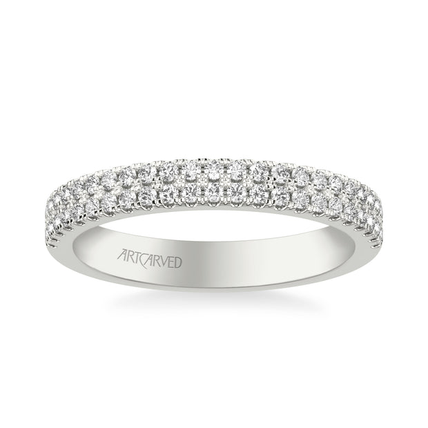 Classic Wedding Band with Double Row Diamonds