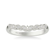 Floral Curved Wedding Band with Milgrain Diamond Petal Motif