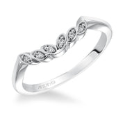 Floral Curved Wedding Band with Diamond Petal Accents