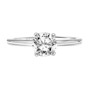 Diamond Solitaire Engagement Ring with Diamond Collar and Polished Shank
