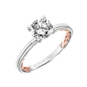 Lyric Solitaire Diamond Engagement Ring with Inner Carved details and Polished Shank
