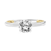 Lyric Solitaire Diamond Engagement Ring  with Inner Carved details and Polished Shank