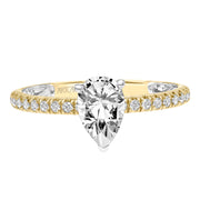Lyric Engagement Ring with  Inner Carved details and Diamond Shank