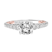 Lyric Engagement Ring with Diamond Accent basket and Inner Carved details and Graduated Diamond Shank