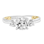 Lyric 3-Stone Engagement Ring with Inner Carved details and Polished Shank