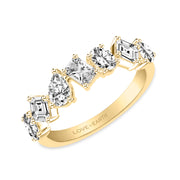 Lab-Created Diamond Mixed Pear &  Asscher &  Oval &  Emerald &  and Round Asymmetrical Ring