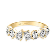 Lab-Created Diamond Mixed Pear &  Asscher &  Oval &  Emerald &  and Round Asymmetrical Ring