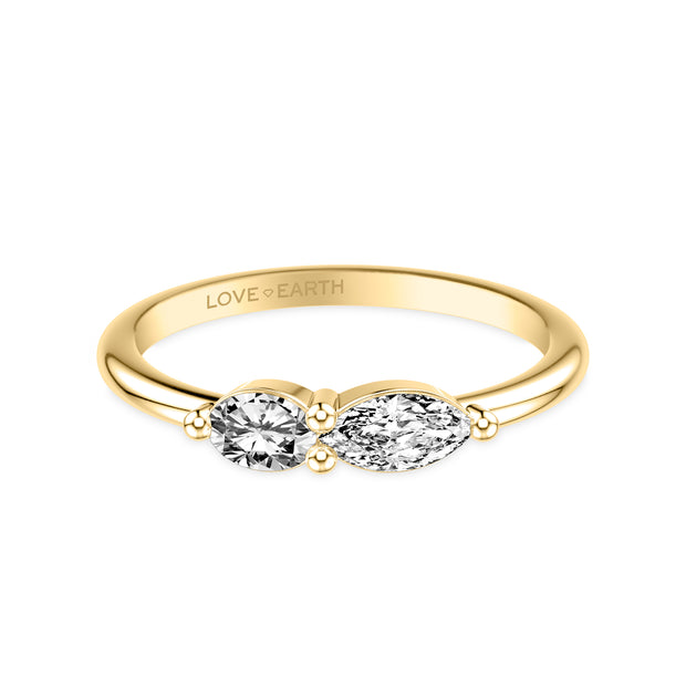 Lab-Created Diamond East/West Oval and Marquise Two-Stone Ring