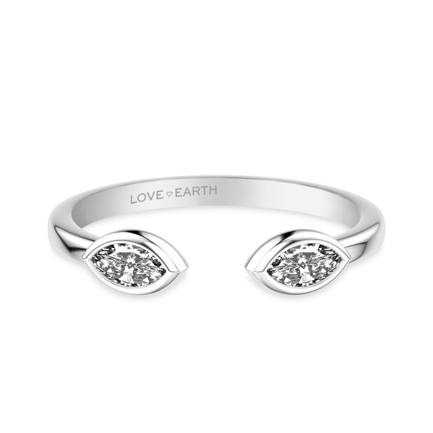 Lab-Created Diamond East/West Marquise Bezel Set Open Ring