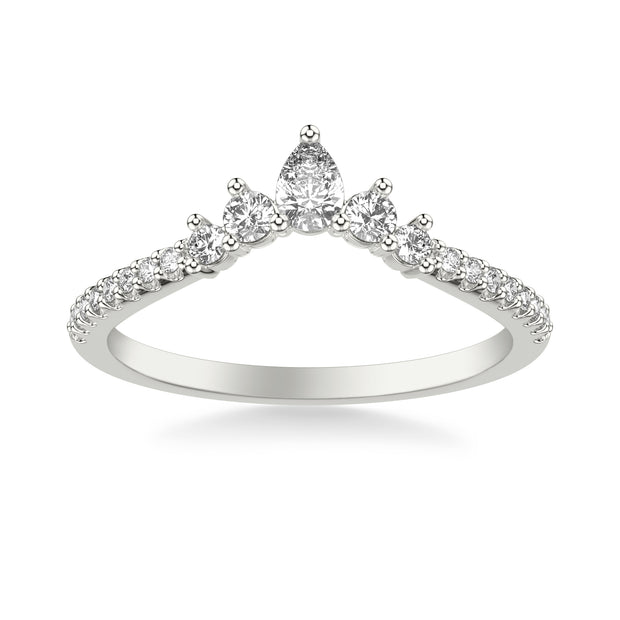 Contemporary Curved Stackable with Prong Set Pear and Round Diamond Tiara Band