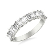 Anniversary Band with North/South Emerald Diamonds and Double Shared Prong