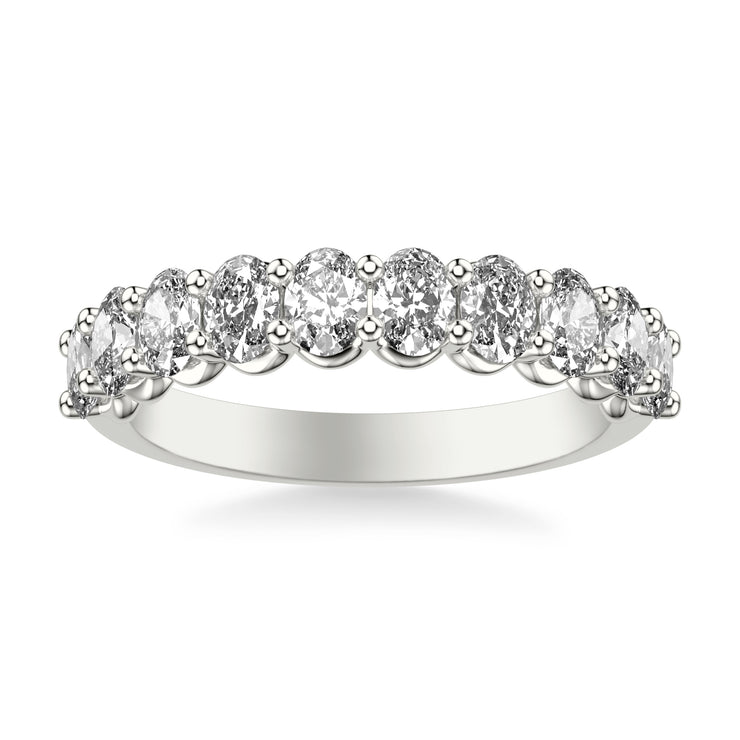 Anniversary Band with North/South Oval Diamonds and Double Shared Prong