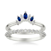 Contemporary Ring Enhancer with Marquise Blue Sapphires and Round Diamonds