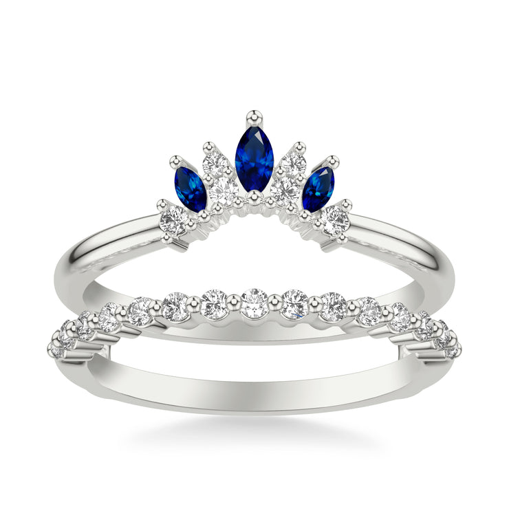 Contemporary Ring Enhancer with Marquise Blue Sapphires and Round Diam ...