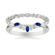 Contemporary Ring Enhancer with Marquise Blue Sapphires and Marquise and Round Diamonds