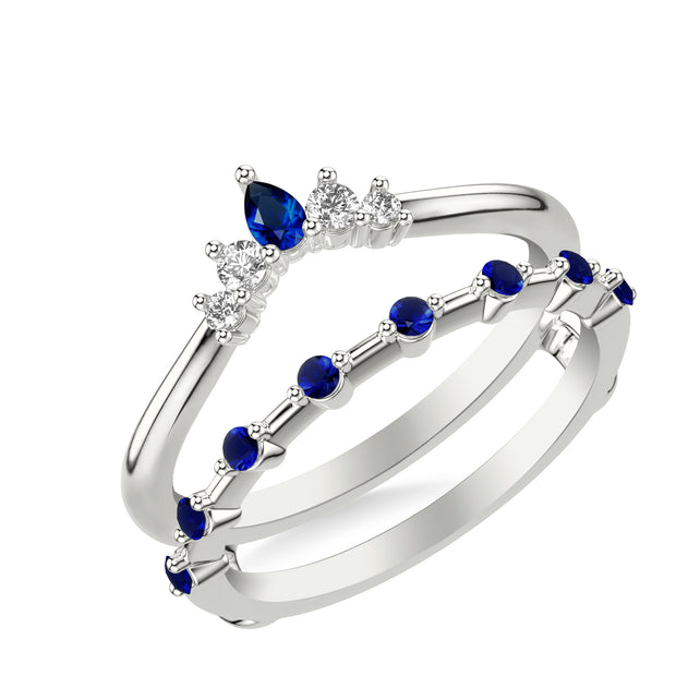 Contemporary Ring Enhancer with Marquise Blue Sapphires and Marquise and Round Diamonds