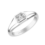 Lab-Created Diamond Emerald Bezel Set Signet Ring