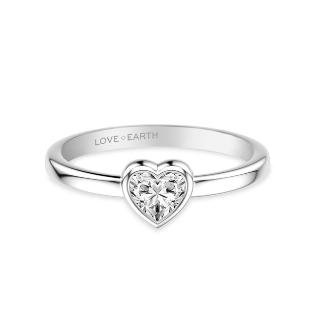 Lab-Created Diamond Heart Bezel Set Ring