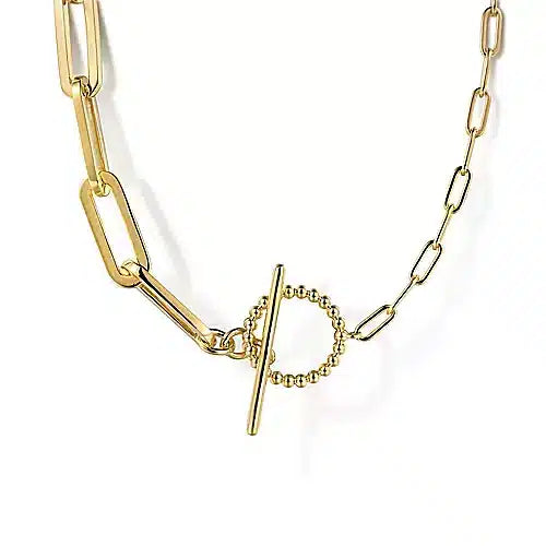 Gold Link Toggle Chain Necklace