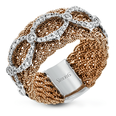 Two Tone Woven Ring with Diamonds