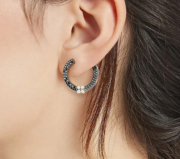 Love in Verona Black and White Diamond Circle Earrings