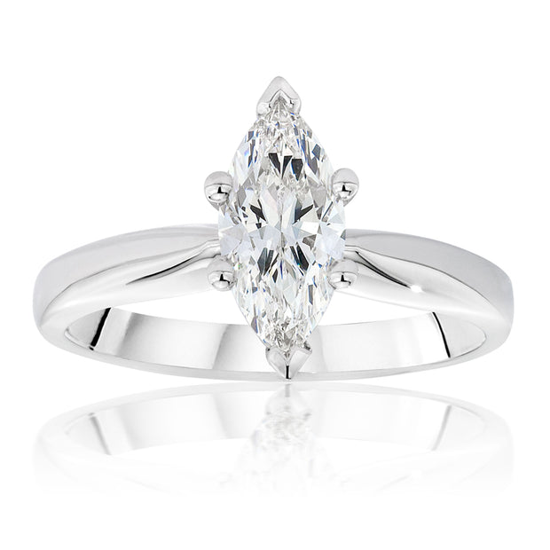 Marquis Shaped Diamond Engagement Ring