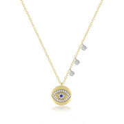 Diamond Evil Eye Disc Necklace