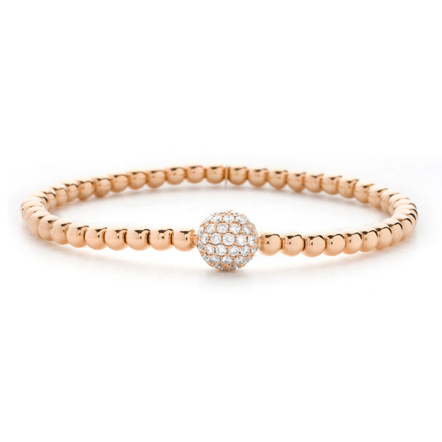 Stretchy Bracelet with Diamond Pave` Ball