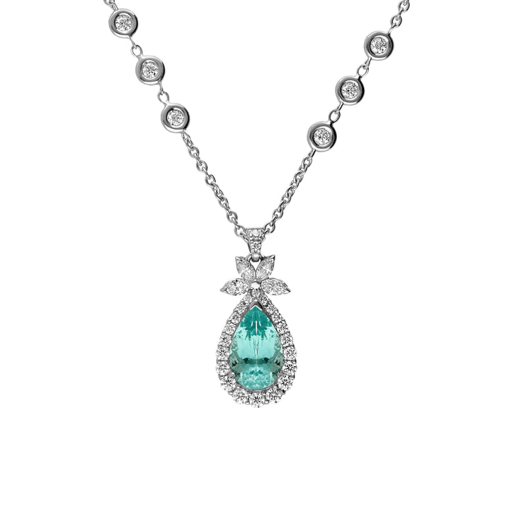 Paraiba and Diamond Pendant Necklace