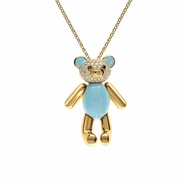 Teddy Bear Pendant Necklace with Diamonds