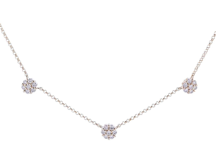 Three Diamond Cluster Necklace