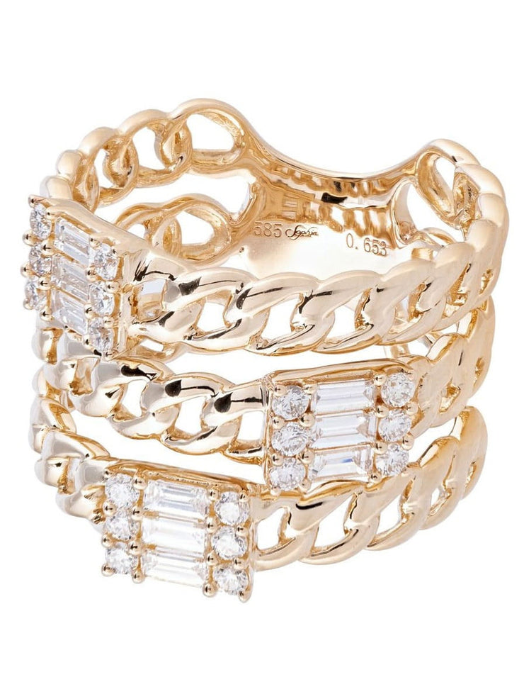 Triple Wrap Link Ring with Diamonds