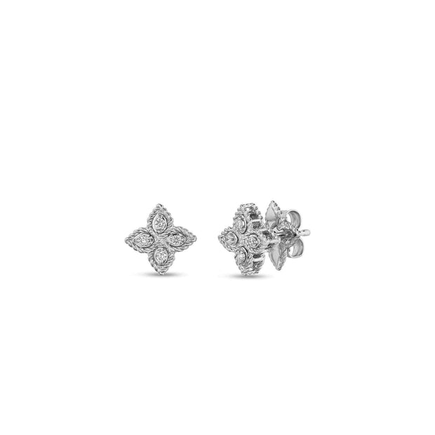 Diamond Princess Flower Stud Earrings
