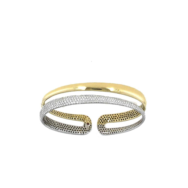 Two Tone Pave` Diamond Cuff Bracelet