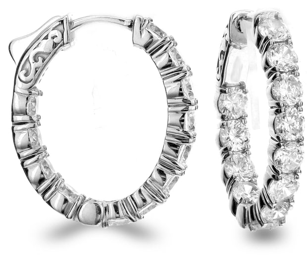 Oval Hoop Earrings with Diamonds