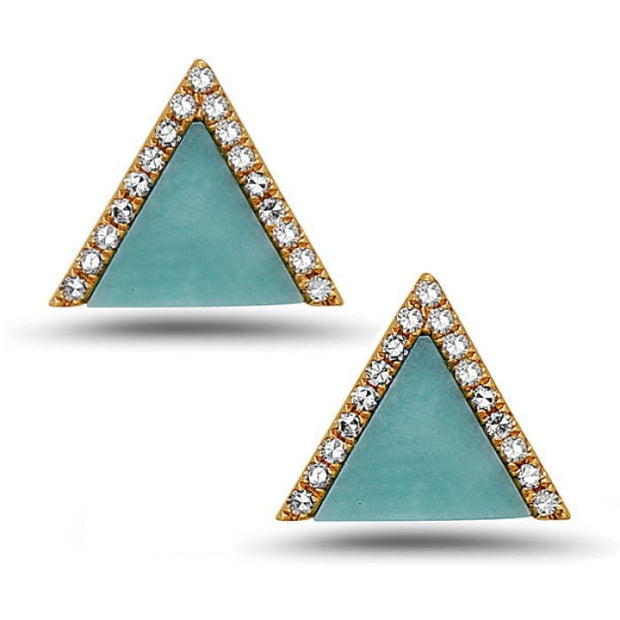 Turquoise and Diamond Triangle Studs
