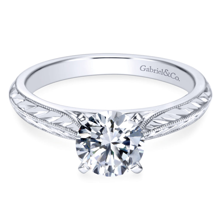 Milgrain and Diamond Cut Engagement Ring